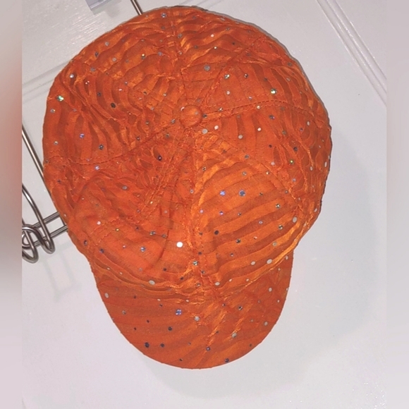 Newsboy style Sequins Orange Baseball Cap - Picture 3 of 7